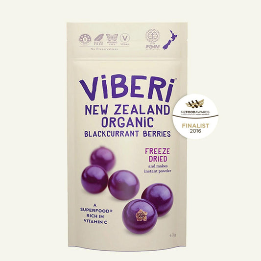 Freeze Dried Organic Blackcurrants 40gm - snack from ViBERi - Gets yours for $7.95! Shop now at The Riverside Pantry