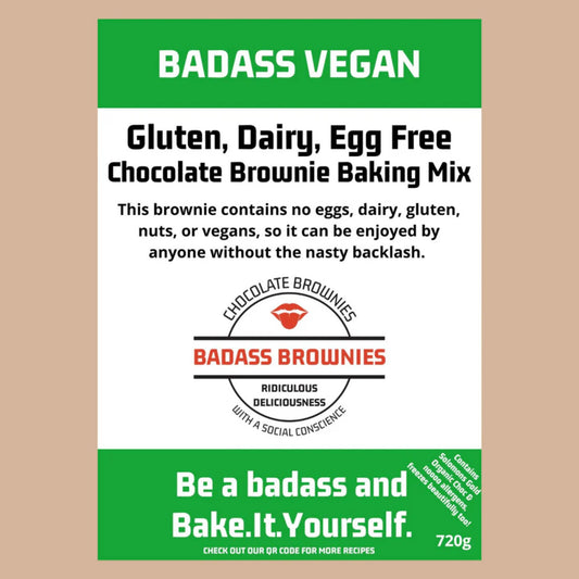 Brownie Baking Mix - VEGAN - baking from Badass Brownies - Gets yours for $25! Shop now at The Riverside Pantry