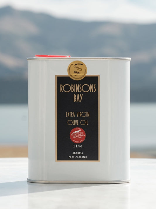 Extra Virgin Olive Oil 1ltr tin - oil from Robinsons Bay - Gets yours for $69.00! Shop now at The Riverside Pantry