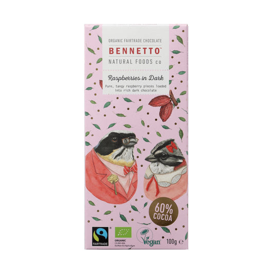 Raspberries in Dark 100g - confectionery from Bennetto - Gets yours for $6.99! Shop now at The Riverside Pantry